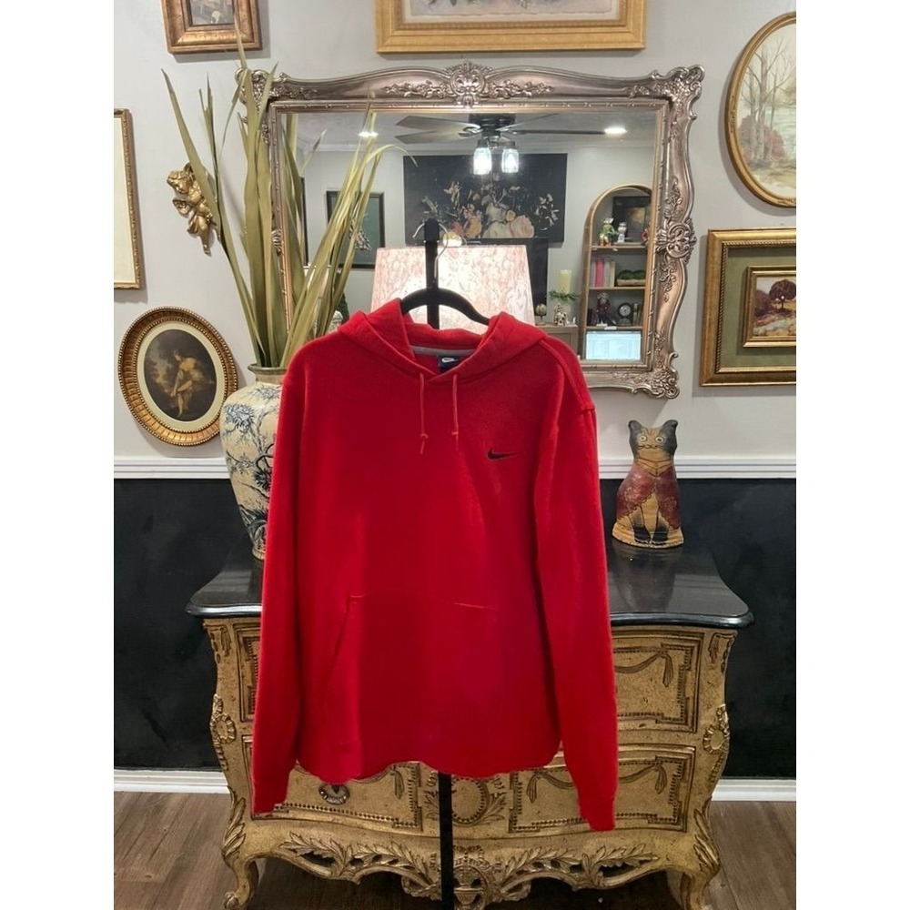 092 - Red Nike Hoodie with Embroidered Logo